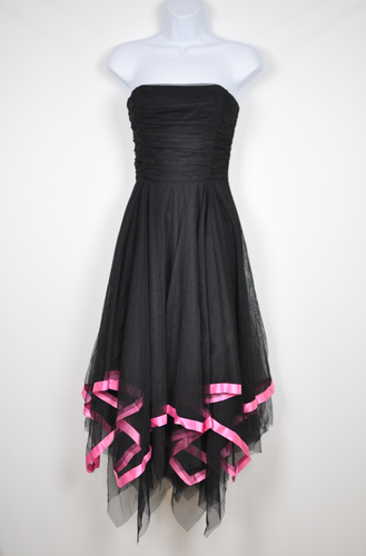 Fiesta Black Pink Strapless Prom Homecoming Formal Dress Netting Women's Size S