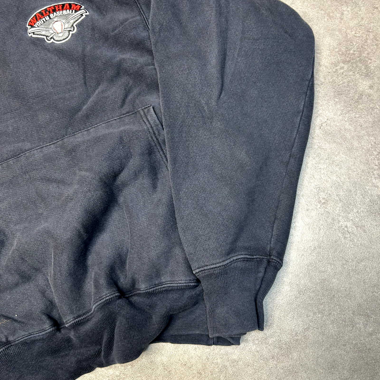 Champion Baseball Hoodie Mens Medium Pullover Sports Sweatshirt, Navy image 5