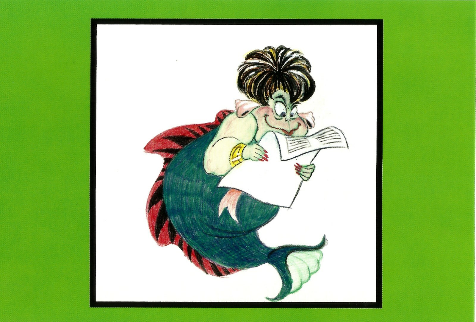 THE LITTLE MERMAID, 1989, CONCEPT ART BY ROB MINKOFF, POSTCARD, DISNEY VILLAINS