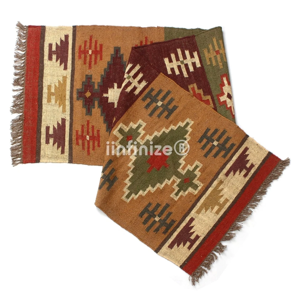 Wool Jute Kilim Beside Runner Rug 2.5x8Ft Handmade Boho Farmhouse Entryway Decor - Image 3 of 4