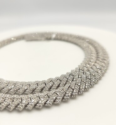 109 Grams 15 CTW Diamond Snake Cuban Chain 925 Silver 10MM 22 Inch Necklace