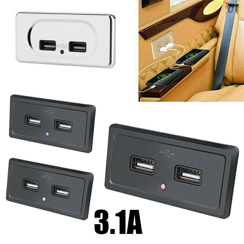 3.1A Dual USB Port Fast Charger Socket Power Outlet Panel Motorcycle Car RV 12V