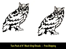 Owl Graphic Two 5" Black Vinyl Decal Car Truck Windows laptop notebook