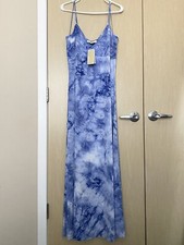 MICHAEL KORS Crew Blue Camouflage Maxi Dress Size XL $125.00