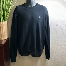 RB11 chaps, black crewneck woven sweater size XL