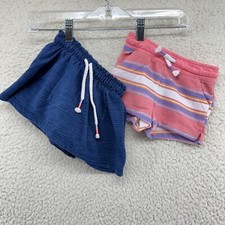 Cat  Jack 12 Mth Skort Blue Elastic Waist Pink Purple Stripe Cotton Short Lot