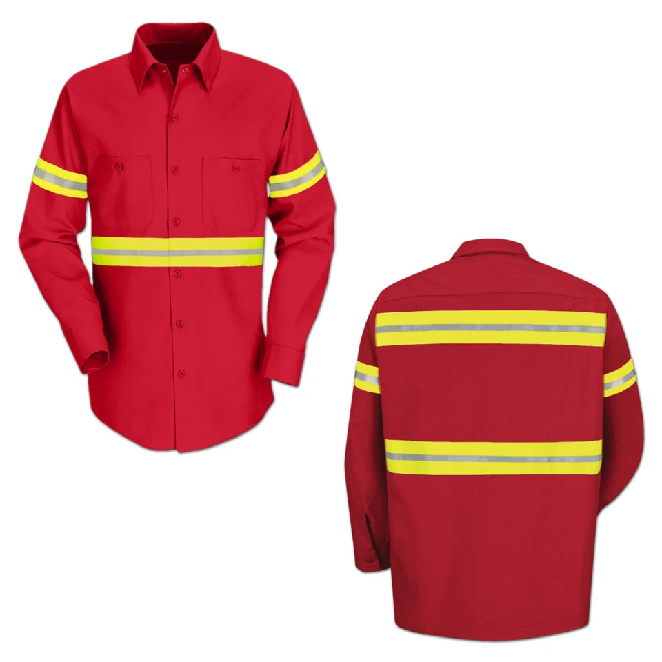 Red Kap Enhanced Visibility Hi Vis Reflective Work Towing Uniform Shirts LS - Image 4 of 4