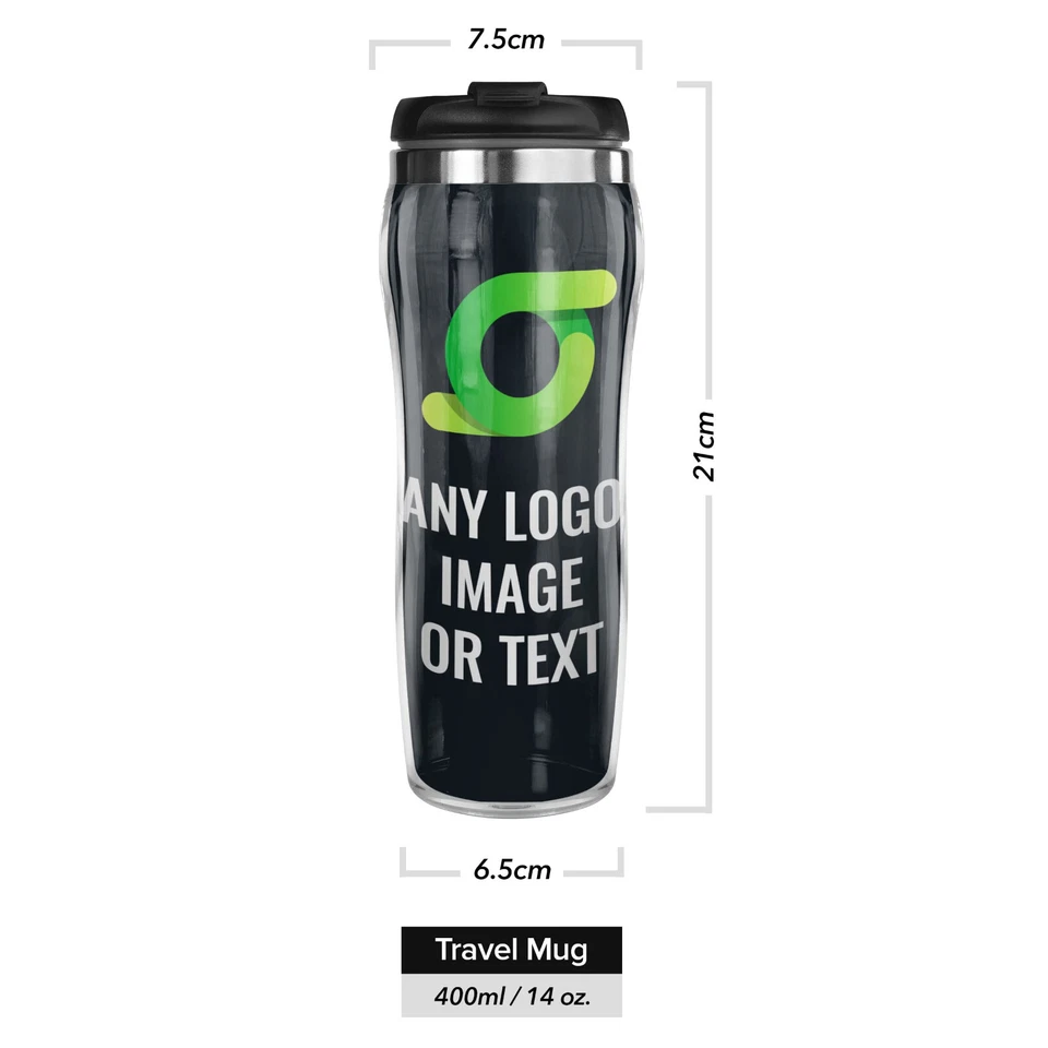 Pixly® Personalised Business Custom Thermal Mug Travel Flask Photo Logo or Text - Image 2 of 4