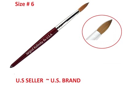 100% Pure  Kolinsky Acrylic Round Nail Brush  3D Small Size 6 by Jargod