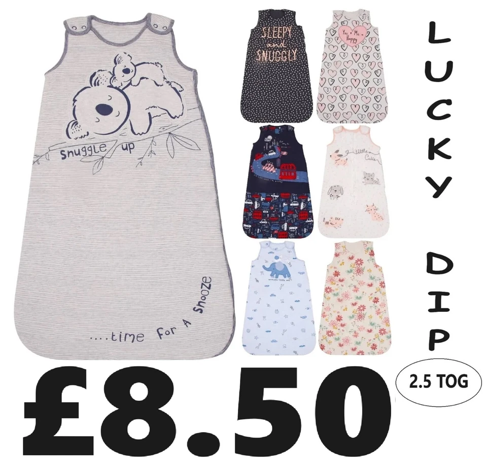EX UK STORE® Baby Winter Schlafsack 2,5 Tog 100% Baumwolle Größen 0-36M Jungen Mädchen *LUCKY DIP*