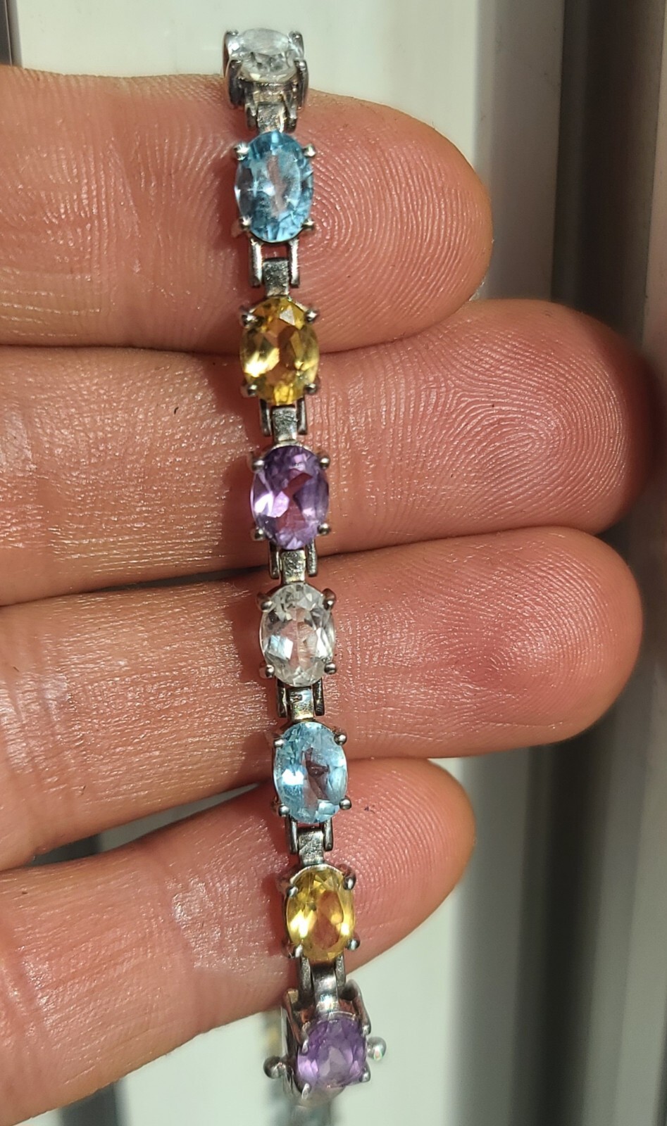 Sterling 925 Solid Silver Natural White Sapphire/… - image 2