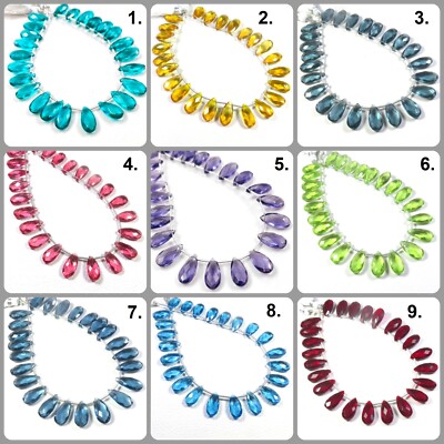 Multi Hydro Quarz Glas Perlen Facettiert Für Schmuck 7x15mm 2 Perlen Von Jeder