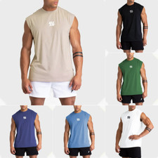 Men's Tank Sleeveless Shirt Gym Muscle Solid Blank Summer Mens Fitness 20 OFF 