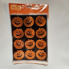 Hallmark "Halloween Foil Jack O Lantern Pumpkins Stickers" Two Sheets 1995 New
