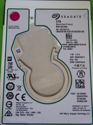 Seagate ST2000LM015 WCC 2E8174-500 SDM1 WU 16 SEP 2016 2TB / defekte Sektoren