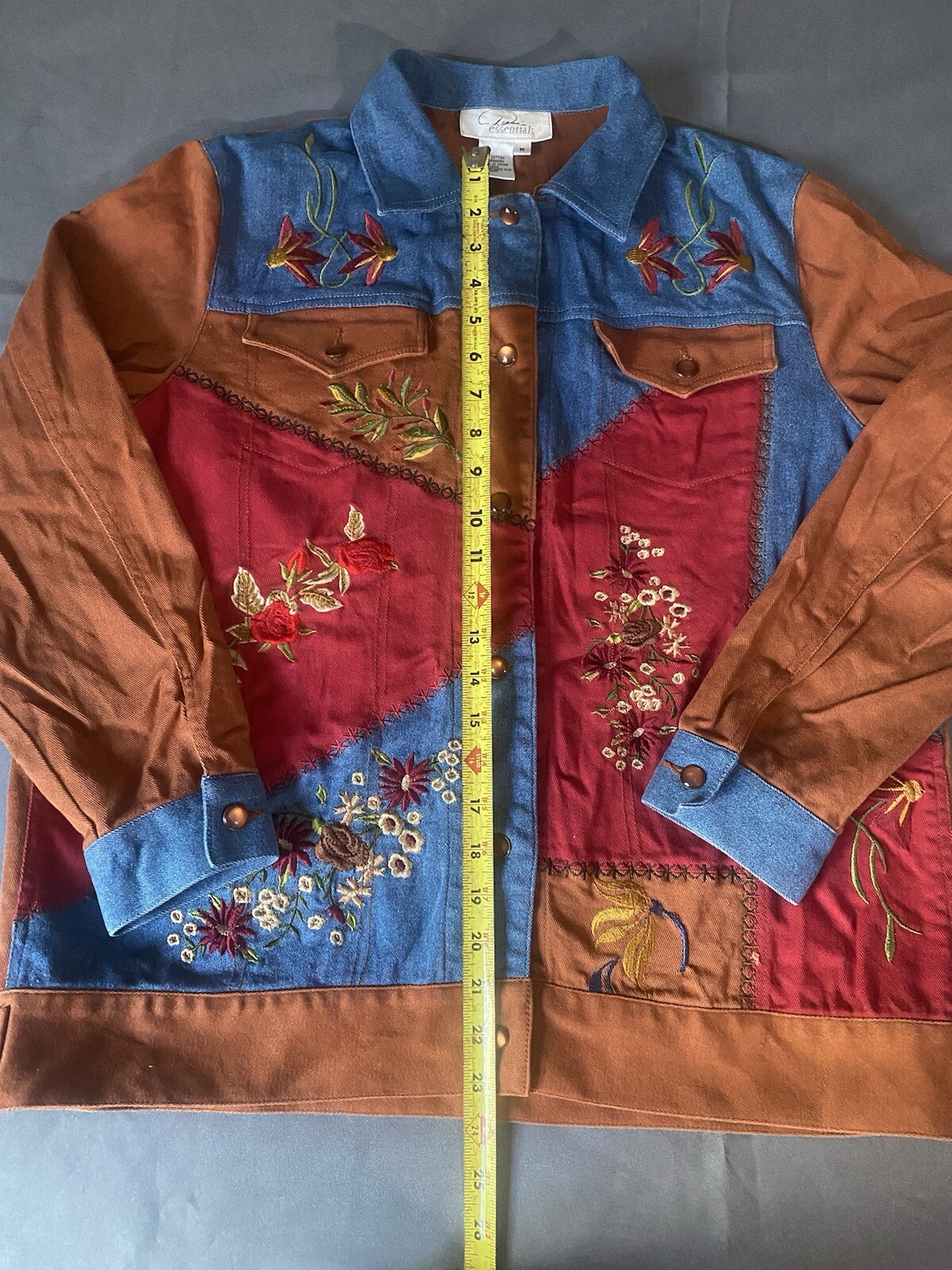 Dianes Essentials Blue Jean Patchwork Flower Embr… - image 7