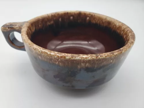 Vintage Hull Pottery Brown Drip Glaze 5" Handled Bowl Chili Soup Oven Proof USA