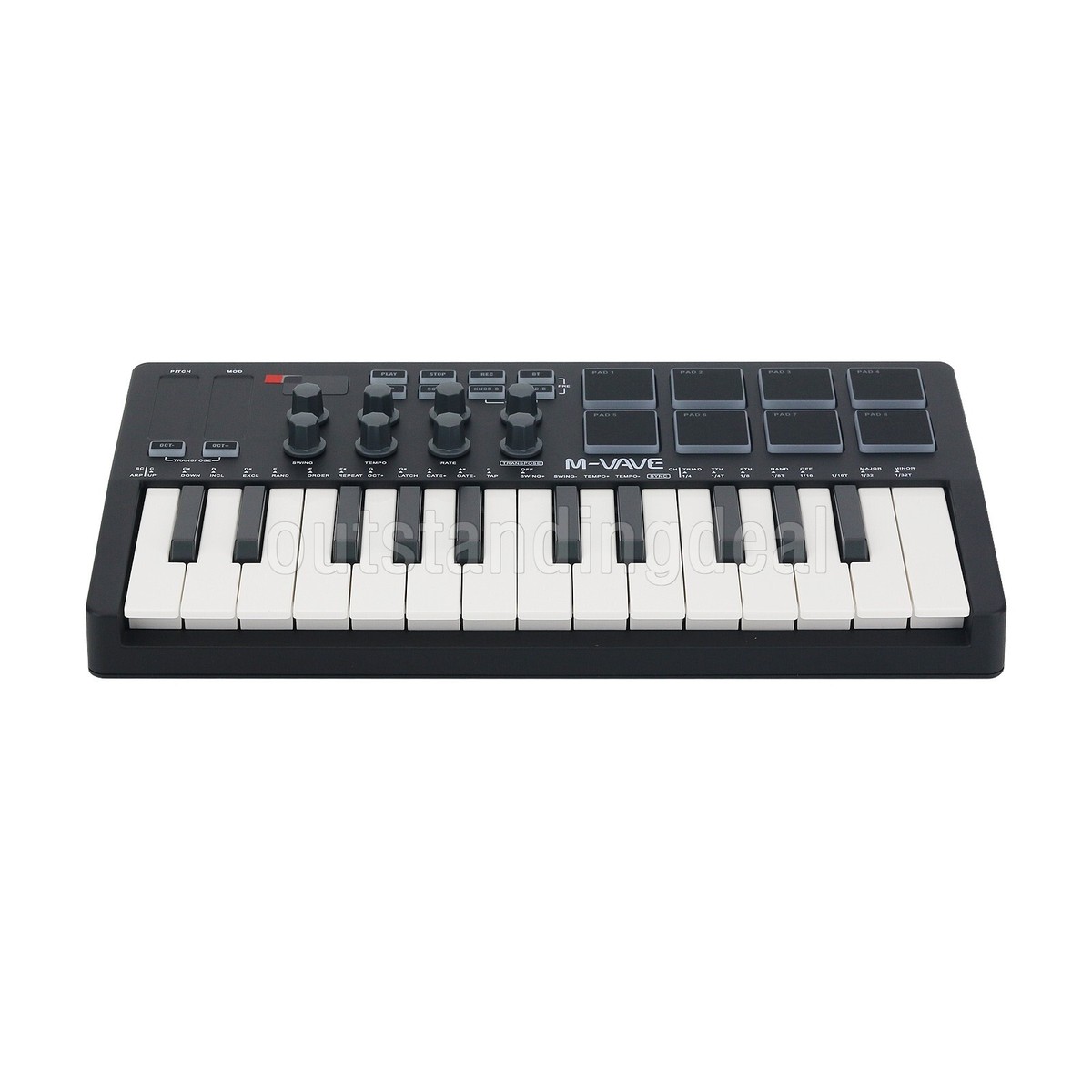 M-VAVE SMK-25 Black 25 Key MIDI Keyboard Controller with RGB