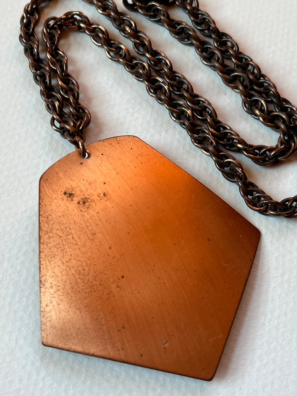 Vintage Thick Solid Copper Chain w Large Slightly… - image 7