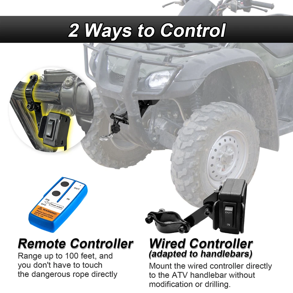 Kit de placa de montaje de cabrestante y cabrestante 2000-2007 para Honda Rancher 350/400 3000 lb Foto 2 de 4