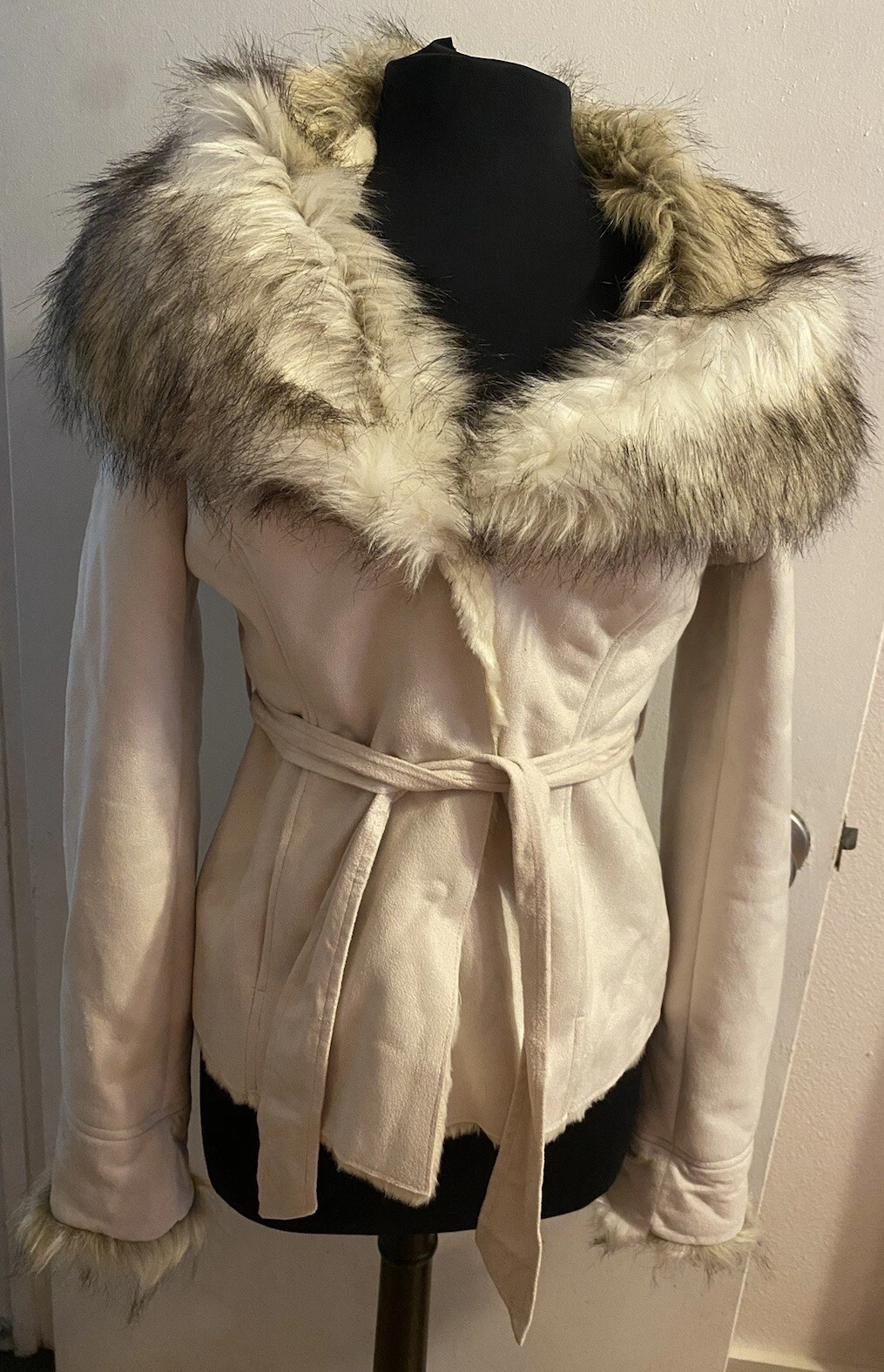 VETEMENTS GIACCA DONNA UPCOUNTRY BY DU MONDE PELLICCIA SINTETICA SCAMOSCIATA PICCOLA CON CINTURA TASCHE