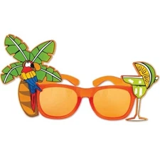 Luau Party Palm Tree and Parrot Fancy Frame Sun Glasses