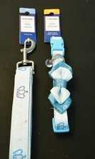 NEW Top Paw Blue Crown Prince Bow Tie Dog Collar & 4' Leash Set Size Medium