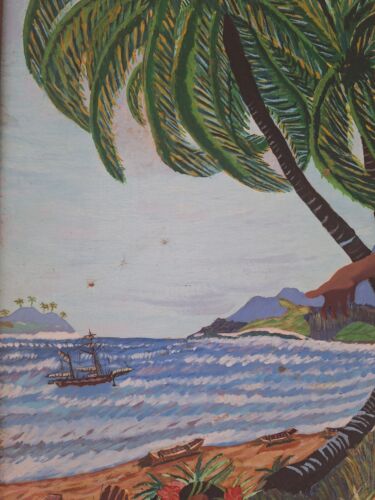Peinture Ancienne Huile Sur Toile Femme Danseuse Des Île Tahiti Tableau Encadré - Photo 11 sur 16