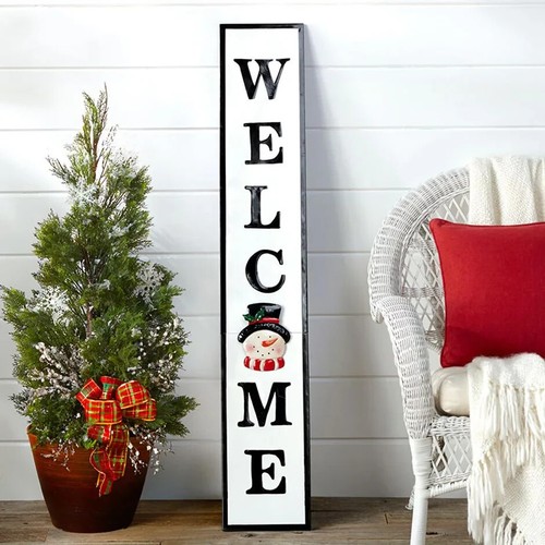 4 Ft "Welcome" Porch Greeter Sign w/ 9 Pc. Changeable Magnetic Holiday Shapes - Picture 8 of 12