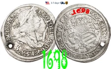 GERMAN Prussia 3 Kreuzer 1698 Habsburg Leopold I, Silver Coin #32560