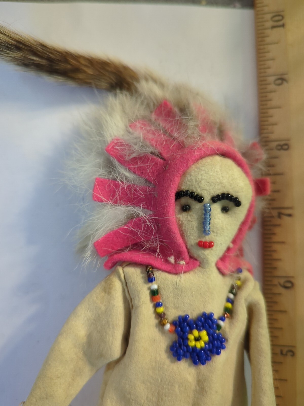 Vintage Antique Folk Art Cloth Alaska Eskimo Doll Beaded Old