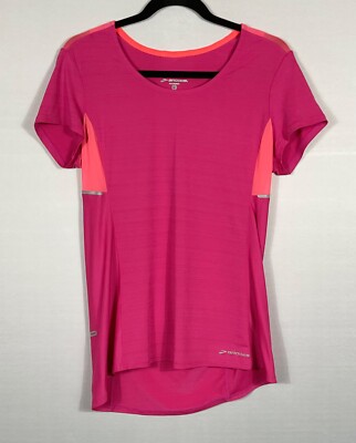 Brooks Shirt Womens Large Fuchsia Equilibrium Technology Pullover Short Sleeves