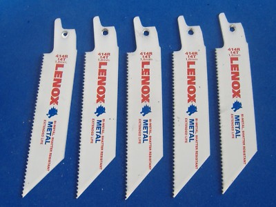 LOT OF FIVE LENOX BIMETAL RECIPROCATING SAW BLADES  414R 14-TOOTH  MADE IN USA