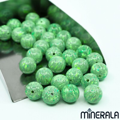 Grüne Synthetische Laborgefertigte Opal Runde Vollbohrperlen 2mm-10mm WP001B9