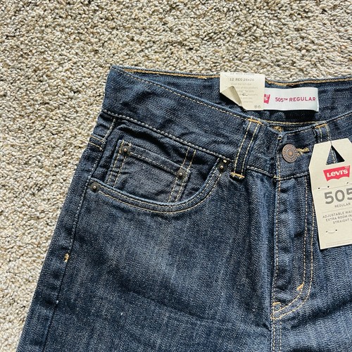 Levi's 505 Boys Jeans Straight Leg Size 12 26X26 Dark Blue Denim (0354) - Picture 3 of 8