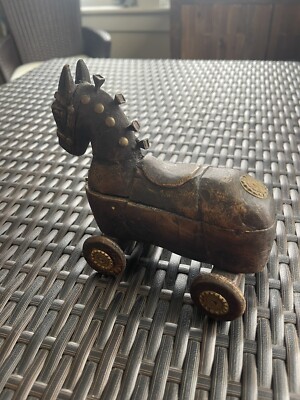 Folk Art Rustic Wooden Trojan Horse Hidden Compartment | eBay