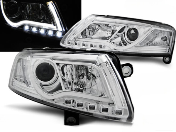 Scheinwerfer Paar Audi A6 C6 04-08 Chrom Lti Drl Xenon-image
