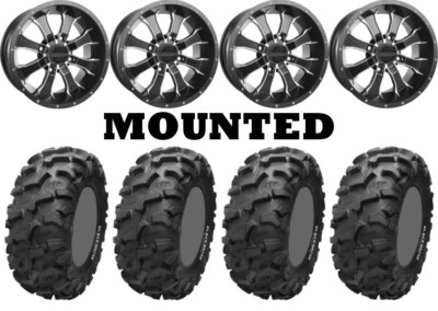 Kit 4 ITP Blackwater Evolution Tires 30x10-14 on Raceline A77 Mamba Black IRS
