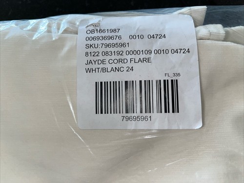 Free People Jayde Cord Jeans Pants High Rise Flare Leg White Size W24 L32 BNWT - Picture 15 of 15