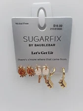SUGARFIX BaubleBar Lets Get Lit Set 3 Rhinestone S'mores Marshmallows Camp Fire