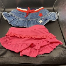 Lot of 2 Build A Bear Workshop Skirts Denim And Pink Sparkle BAB Stuffed Plush