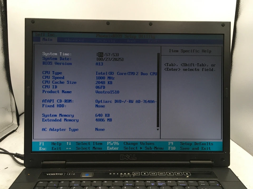 DELL VOSTRO 1510 - BOOTS TO BIOS - INTEL CORE 2 DUO - 4GB RAM - READ DESCRIP -BB - Image 2 of 4