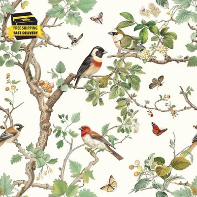 Vintage Bird Peel and Stick Wallpaper Floral Birds Contact Paper 16.9inch X 118.