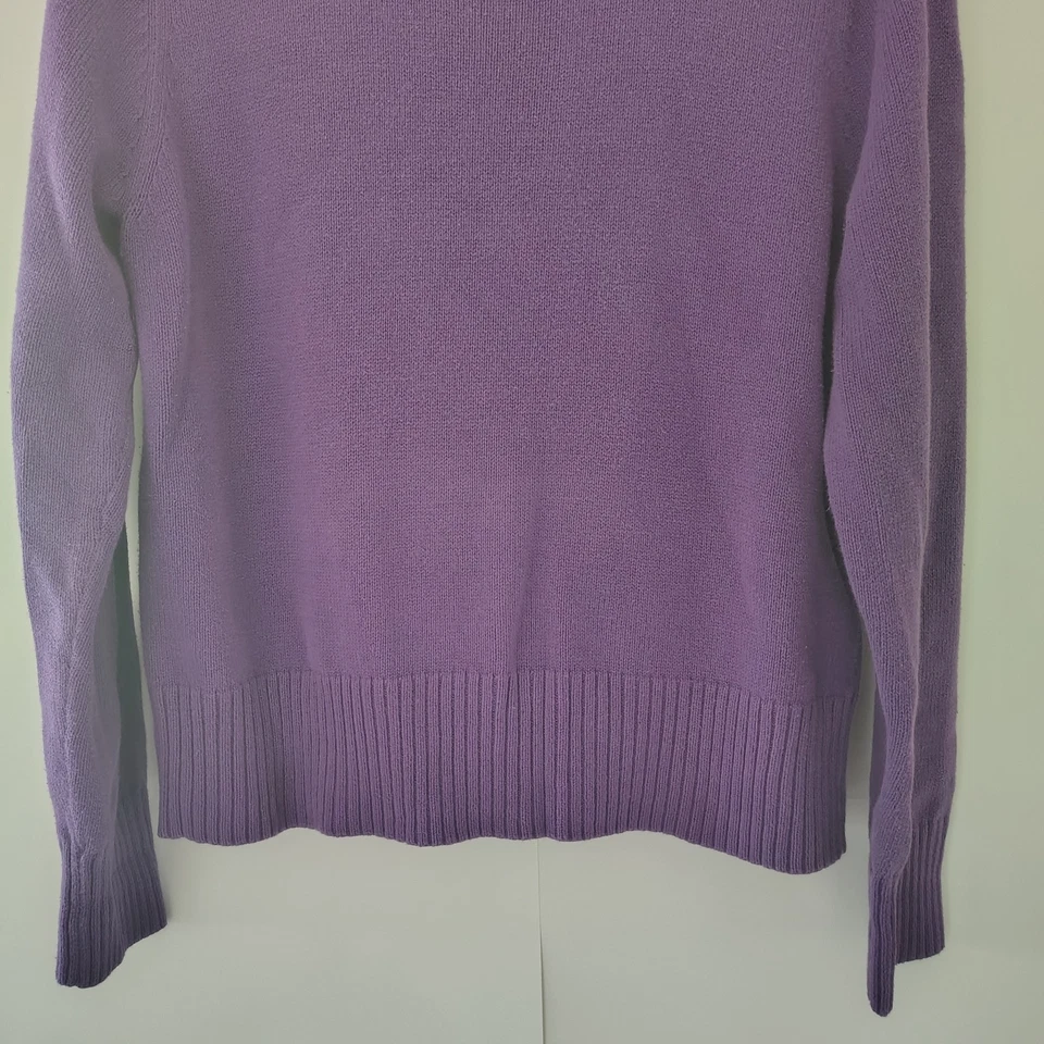 Suéter Jeanne Pierre Mujer Talla L Mantón Cuello Cable Tejido 100% Algodón Púrpura  Foto 3 de 4