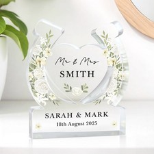 Wedding Gifts For Bride and Groom Personalised Horseshoe Mr & Mrs Presents