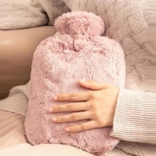 Extra Long Hot Water Bottle & Removable Faux Fur Cover 1L/2L  Warming Bag