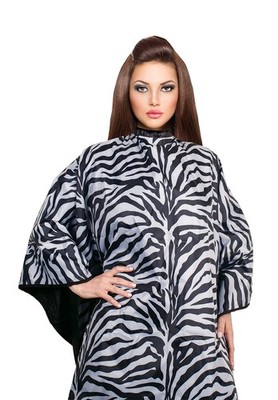 Flip Reversible Zebra All Purpose Hairstylist Cape for Professional Salon Bar...
