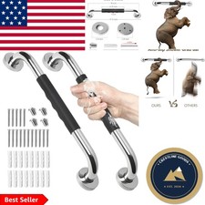 Stainless Steel 16-Inch Grab Bars with Non-Slip Grips   Bathroom Essential