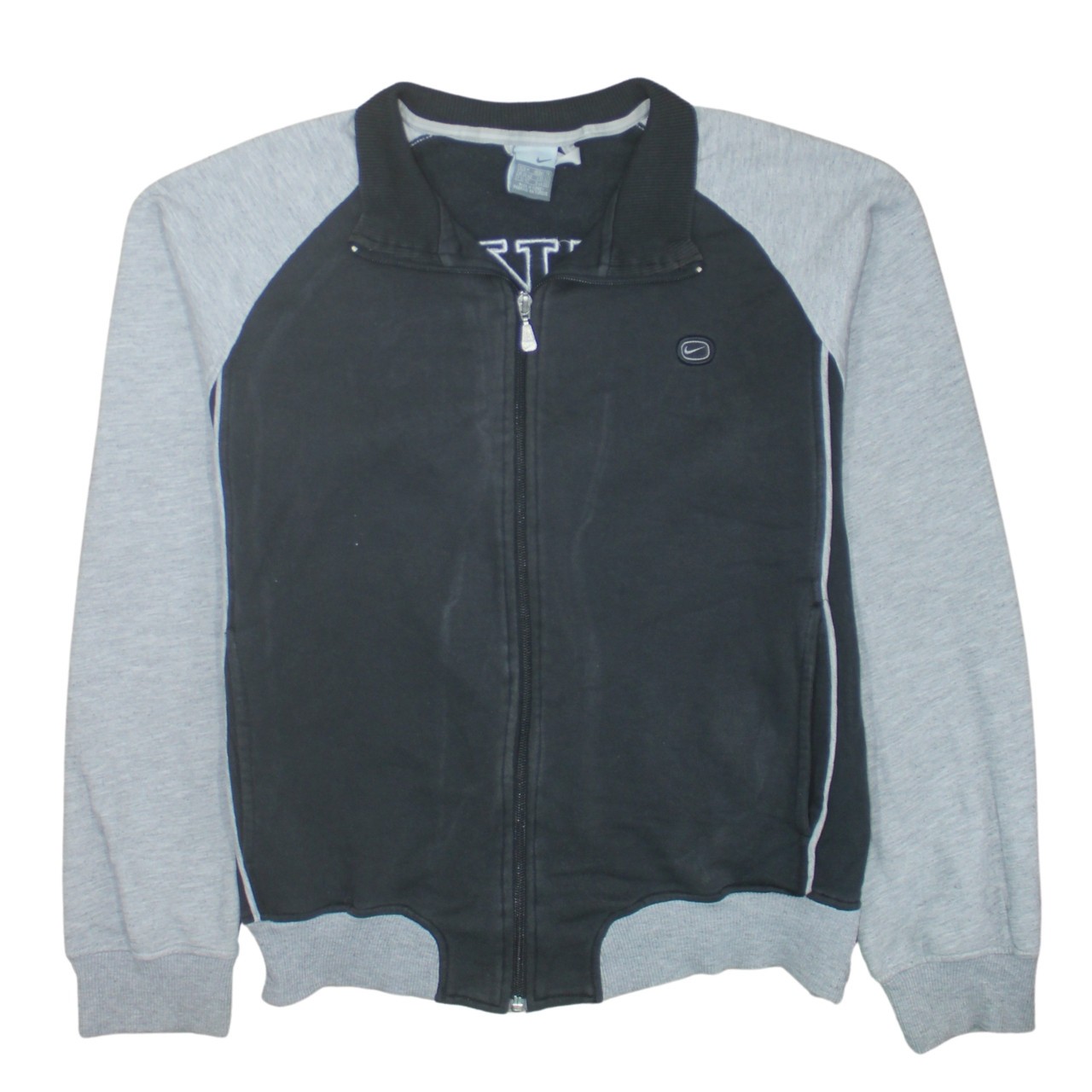 Nike Mens Sweatshirt Black Grey Full Zip Embroidered Logo Track Top Jacket M