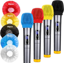 Disposable Microphone Cover, Non-Woven Handheld Microphone Windscreen with Elast